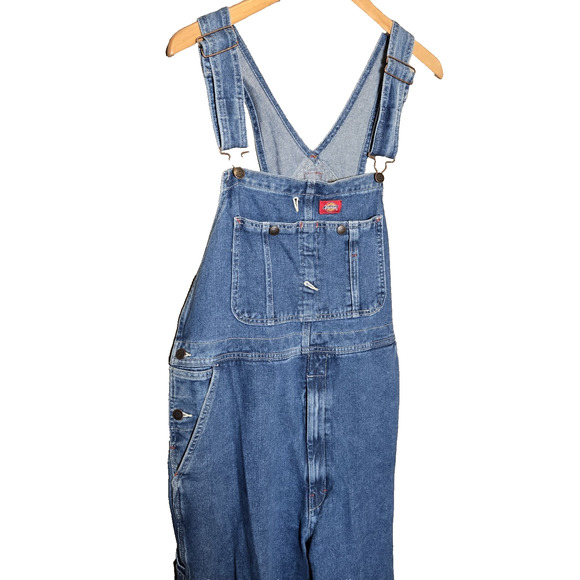Dickies Bib Overalls Men's Size 36 X 34 Jean Denim Medium Wash Workwear - Picture 1 of 16